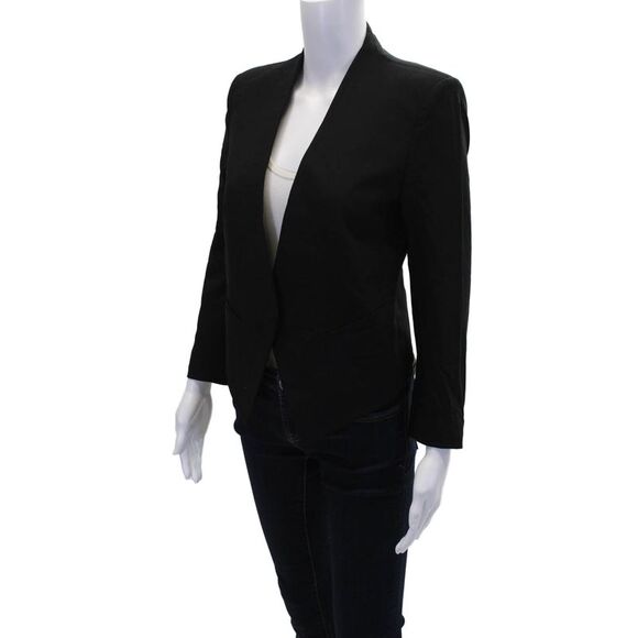 Helmut Lang Womens Single Button Depe V Neck Blazer Jacket Black Wool Size 2 - Picture 3 of 7
